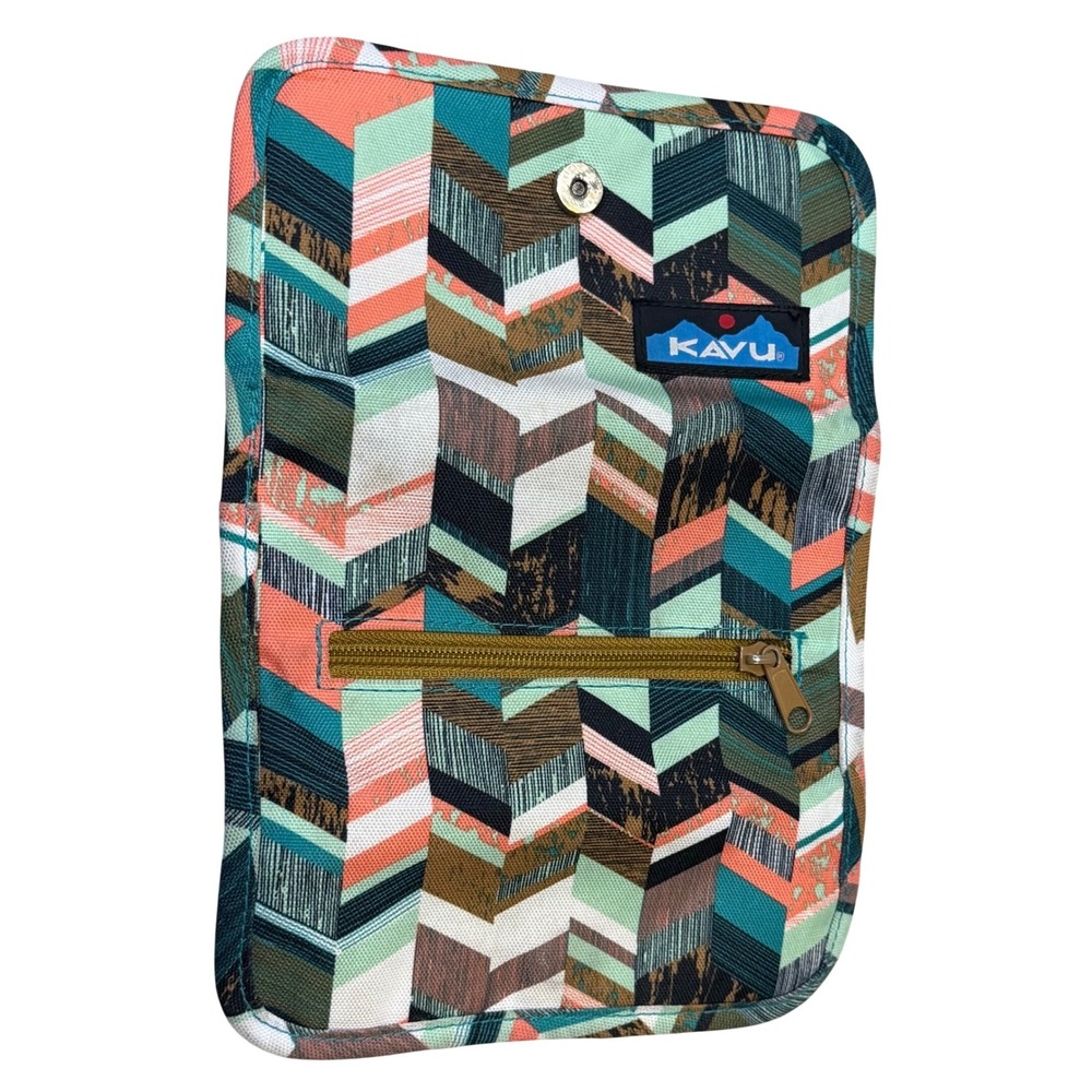 Kavu Big Spender Wallet Canvas Tri-Fold Chevron Geometric Snap Closure - Picture 7 of 9